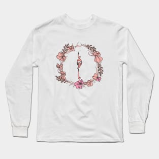 Letter Ha - Rose Pink Initial Monogram - Letter ه Long Sleeve T-Shirt